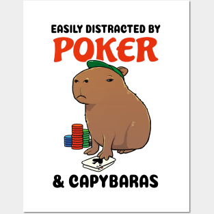 Easily Distracted by Poker and Capybaras Posters and Art